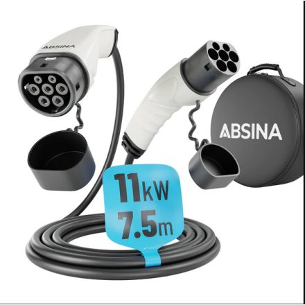 Absina 11kW, 16A, 3 fázisú, 7.5m elektromos autó töltőkábel