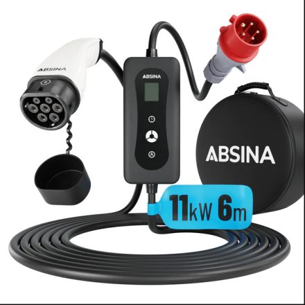 Absina 11kW, 16A, 3 fázisú elektromos autó mobil falitöltő